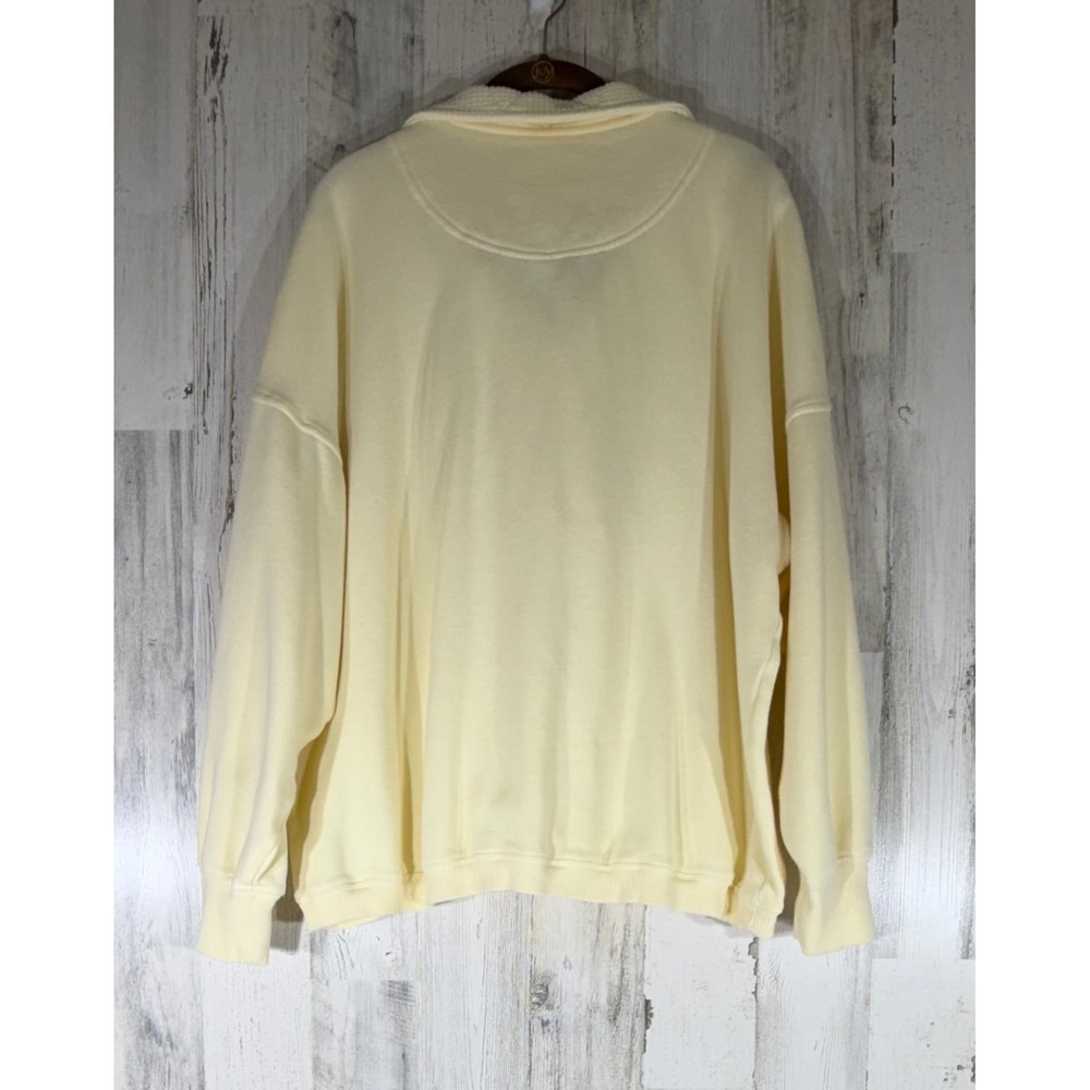 Aerie Sweatshirt Medium Butter Pastel Yellow Quarter Snap Mock Neck Oversized - Picture 2 of 7